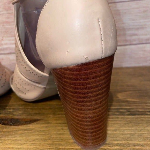 Violet & Red Stitchfix  Heel Blush 8.5 biege cream buckle strap square heel. - Picture 7 of 11